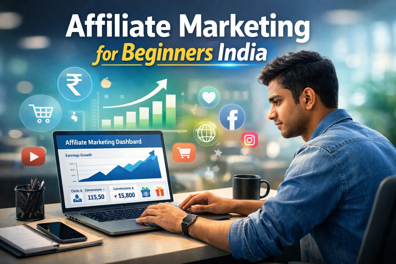 affiliate marketing for beginners India step by step guide illustration