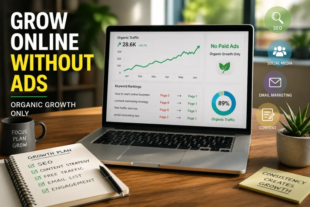 How to Expand Online Business Without Paid Ads using organic traffic strategies