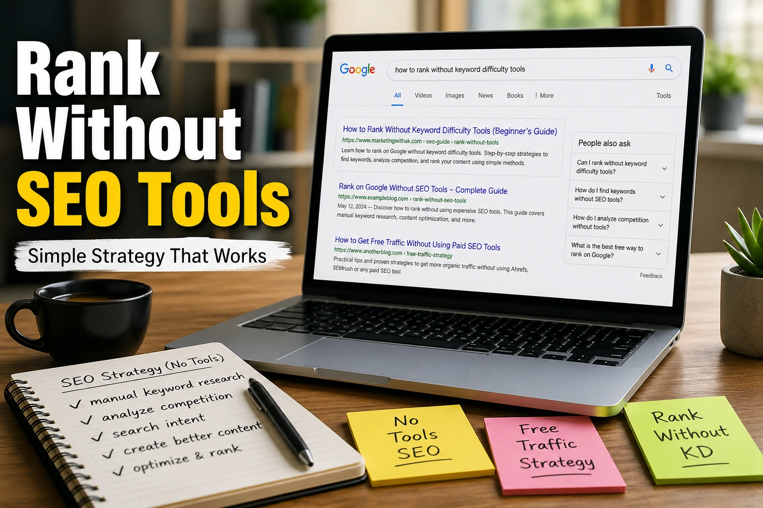 how to rank without keyword difficulty tools using manual SEO methods and free keyword research strategies