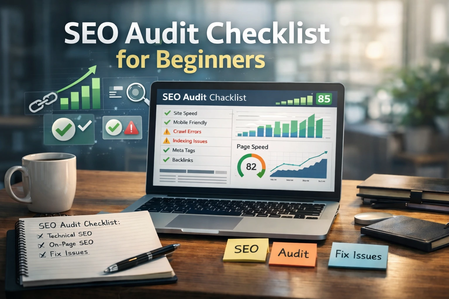 SEO audit checklist for beginners step by step dashboard